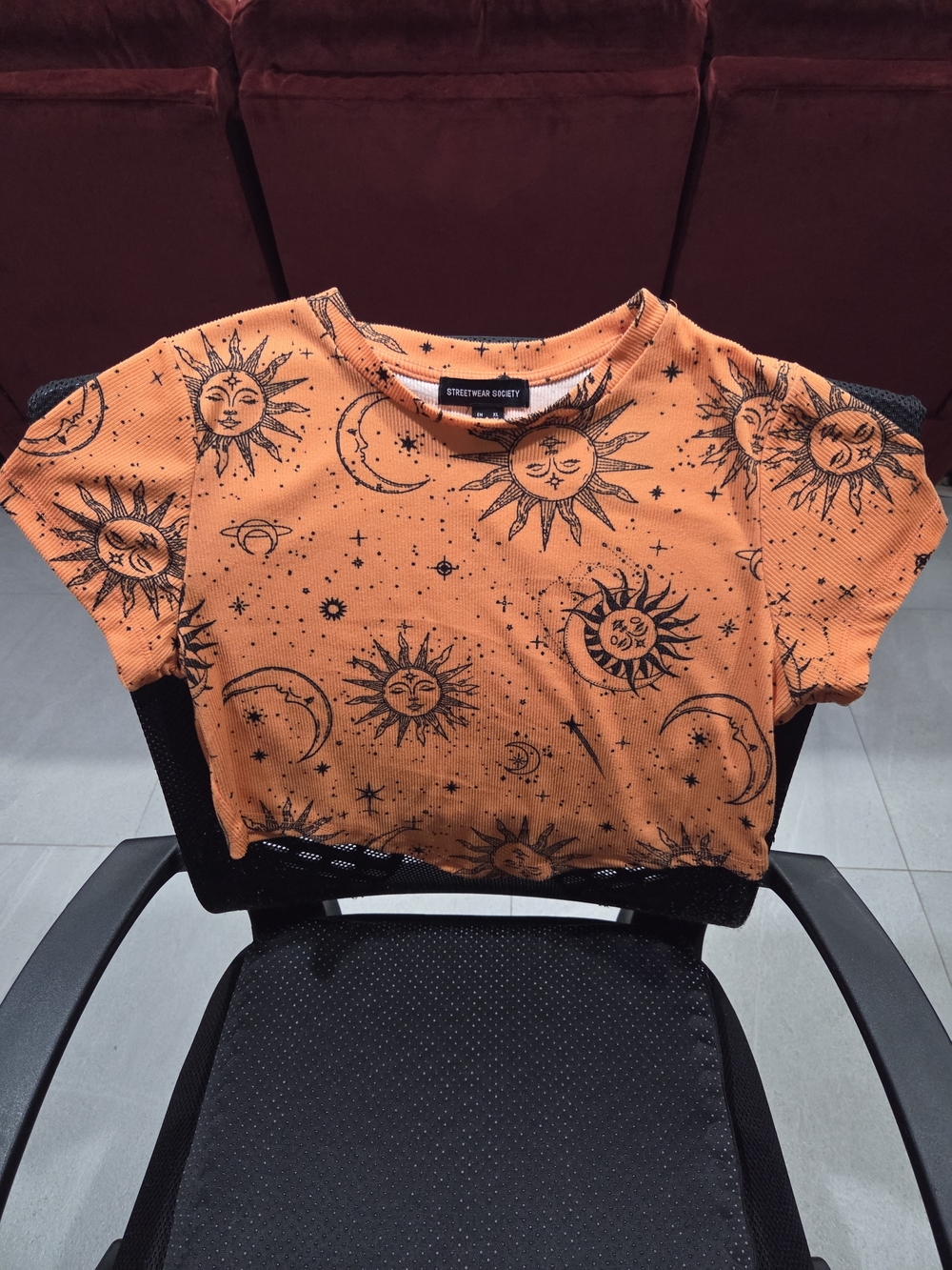 Streetwear Society Orange Celestial Graphic Crop Top